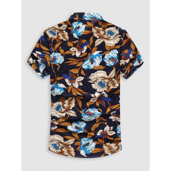 Flowers Printed Button-front Vacation Shirt