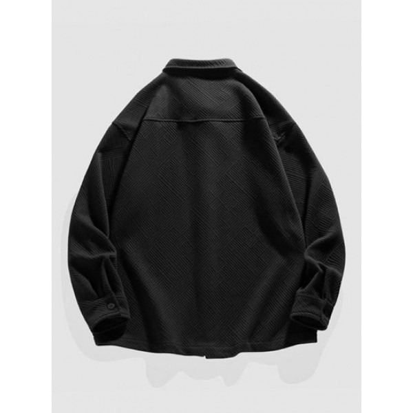 Textured Letter Patched Shirt