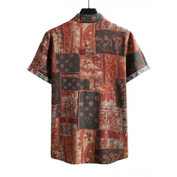 Short Sleeve Ethnic Style Casual Shirt