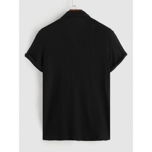 Colorblock Striped Knitted Bowling Camp Shirt