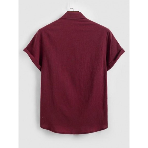 Front Pocket Design Solid Color Shirt