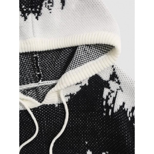 Hooded Tie Dye Pattern Y2K Aesthetic Knit Sweater