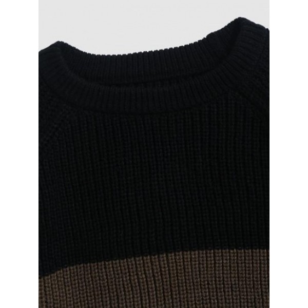 Raglan Sleeves Colorblock Chunky Sweater