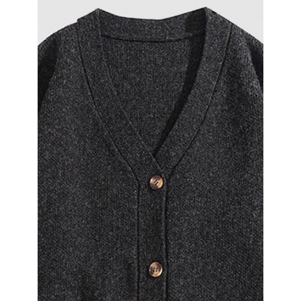 Striped Pattern Button Fly Knitted Cardigan