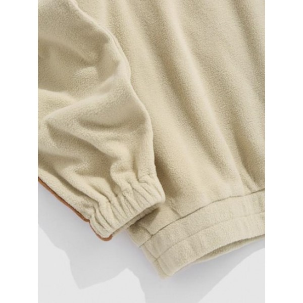 Fuzzy Fleece OAKLAND Embroider Quater Zip Sweatshirt
