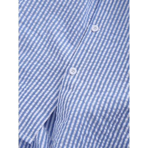 Seersucker Stripes Front Pocket Shirt