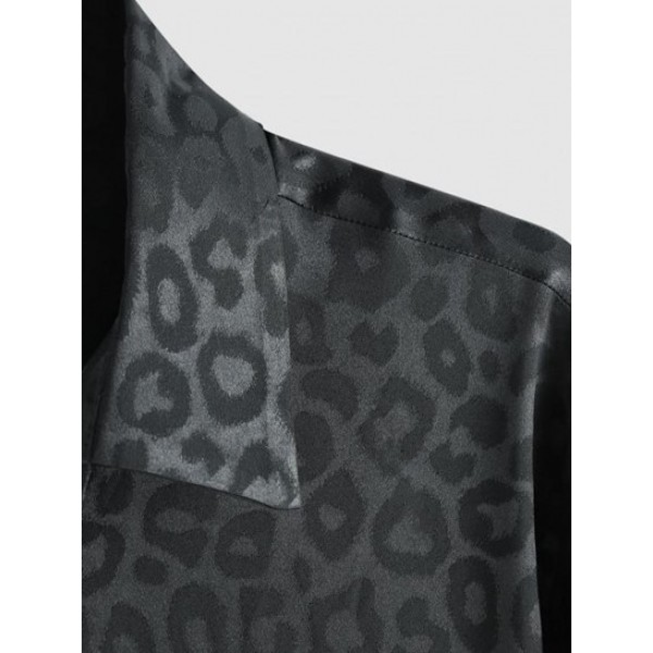 Leopard Jacquard Long Sleeve Shirt