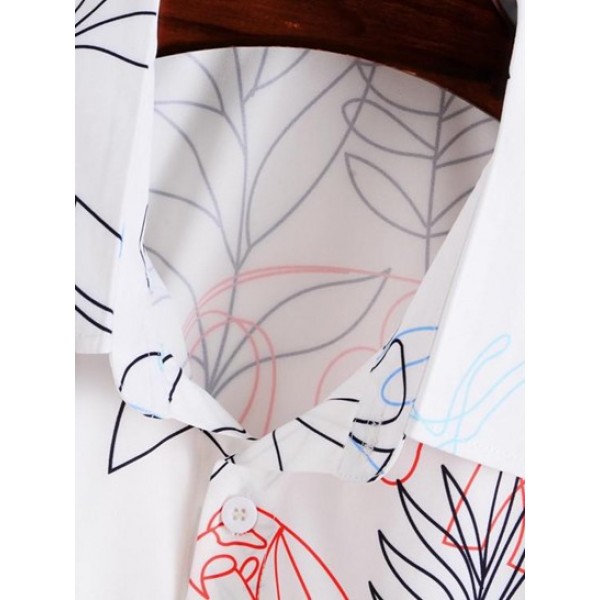 Elephant Tropical Leaves Print Pocket Shirt
