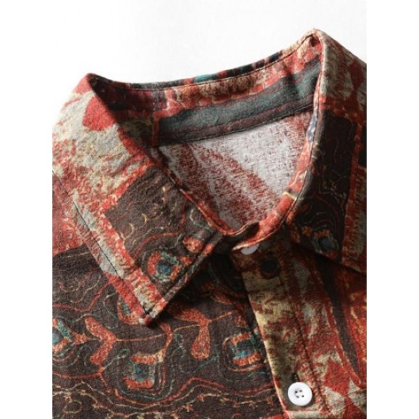 Short Sleeve Ethnic Style Casual Shirt