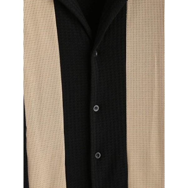 Colorblock Striped Knitted Bowling Camp Shirt