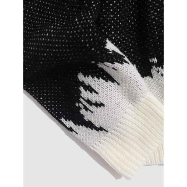 Hooded Tie Dye Pattern Y2K Aesthetic Knit Sweater