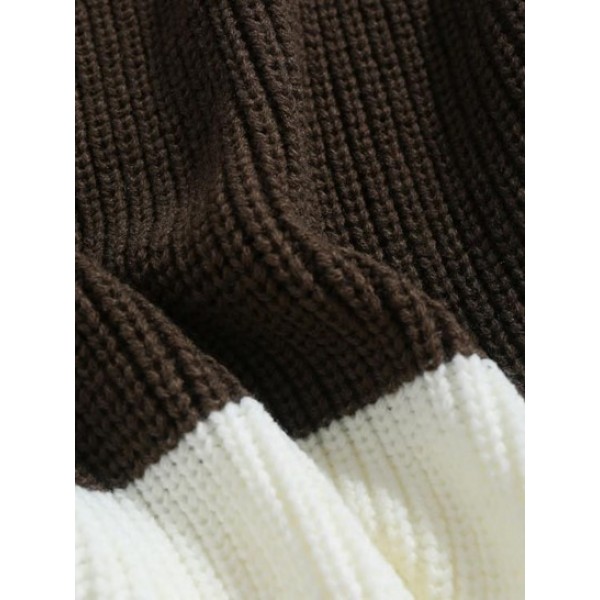 Raglan Sleeves Colorblock Chunky Sweater