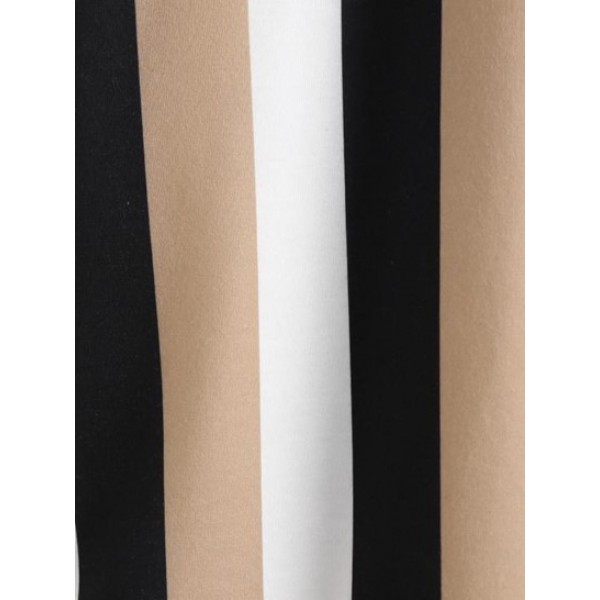 Vertical Stripe Graphic Short Sleeves Tee