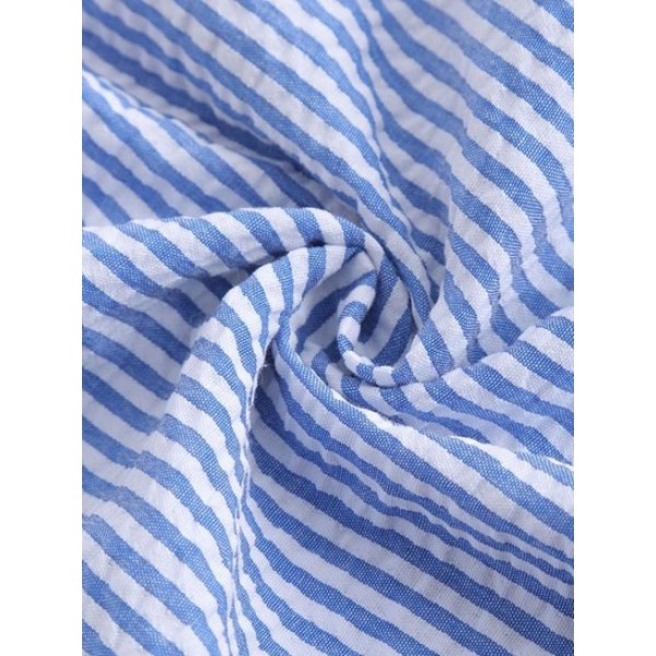 Seersucker Stripes Front Pocket Shirt