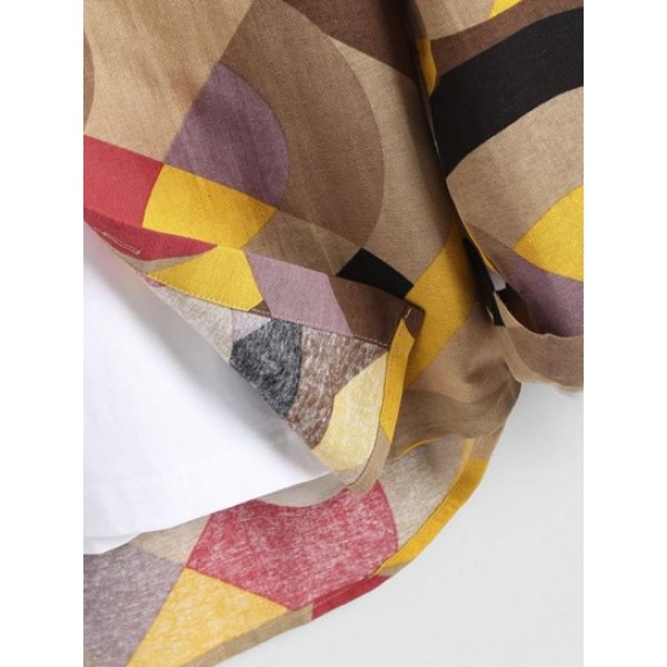 Colorful Geometric Print Vintage Long Sleeve Shirt