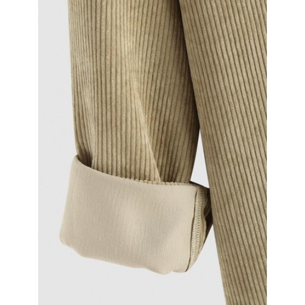 Half Button Long Sleeves Corduroy Shirt
