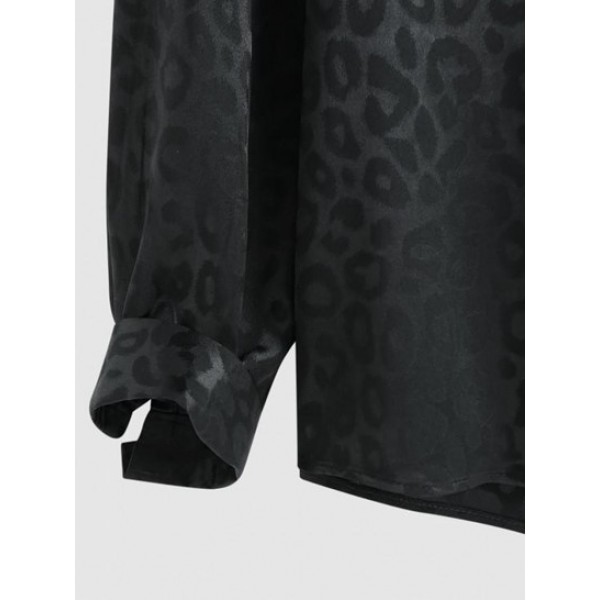 Leopard Jacquard Long Sleeve Shirt