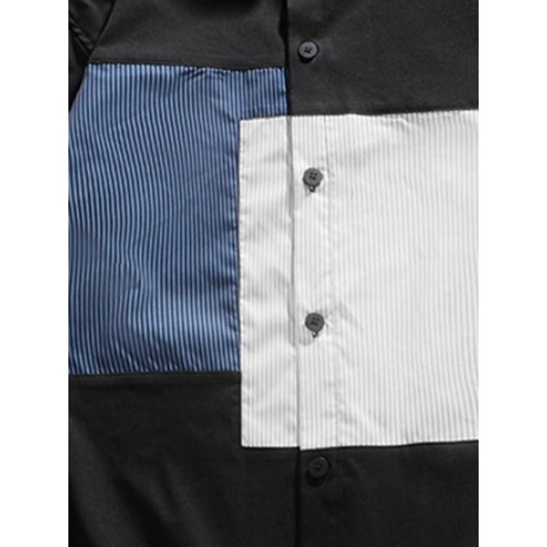 Colorblock Striped Pattern Long Sleeve Shirt