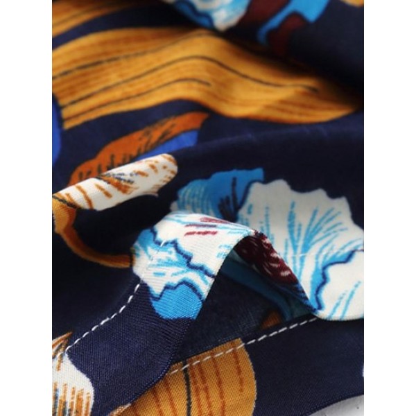Flowers Printed Button-front Vacation Shirt