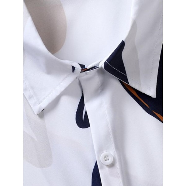 Irregular Geometric Pattern Short Sleeves Shirt