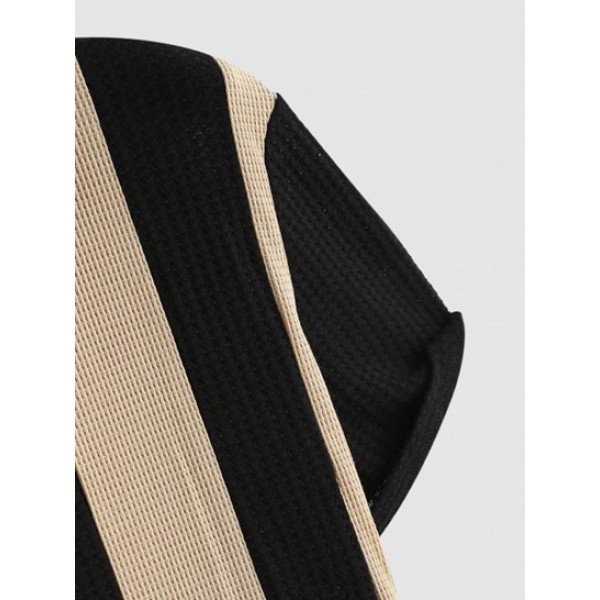 Colorblock Striped Knitted Bowling Camp Shirt